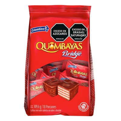 Galleta wafer BRIDGE Quimbaya cubierta de chocolate 